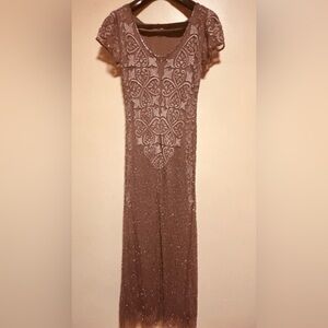 Chic Lace Maxi Dress in Brown